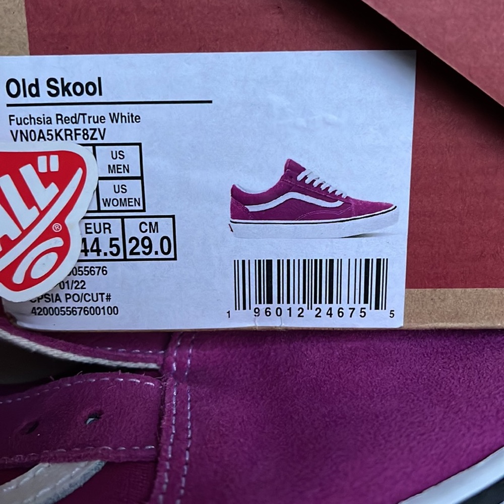 Vans •Old School Fuchsia Red/True White Men’s sneakers - Picture 16 of 16
